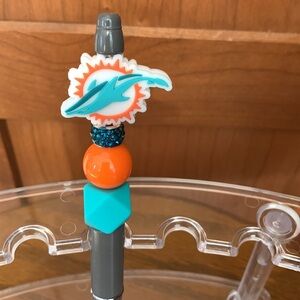 Hand Crafted- NFL Dolphins Beaded Pen